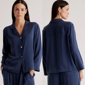 QUINCE 100% Washable Silk Pajama Long Sleeve Top size Medium